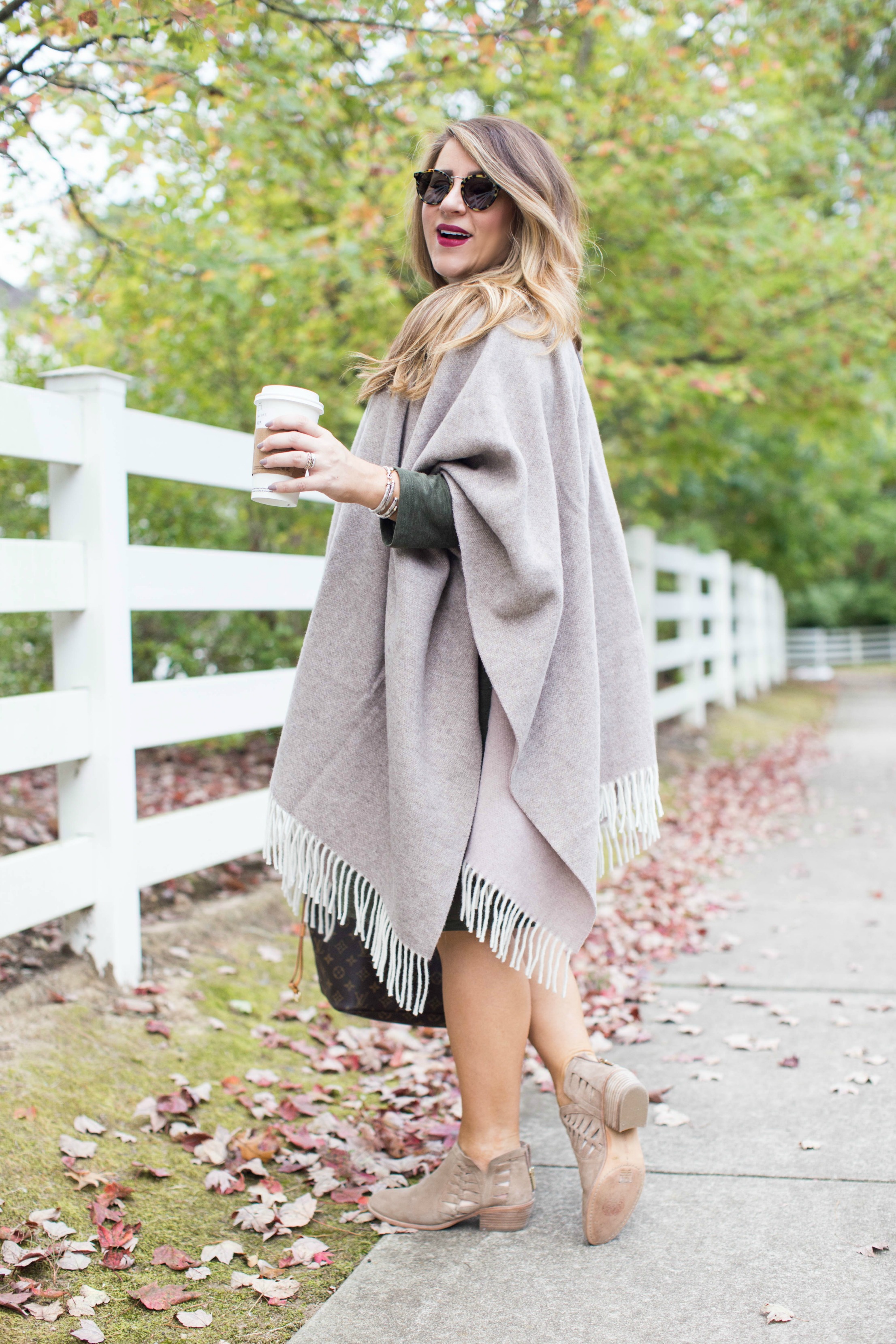 How to Wear a Poncho this Fall by North Carolina fashion blogger Coffee Beans and Bobby Pins