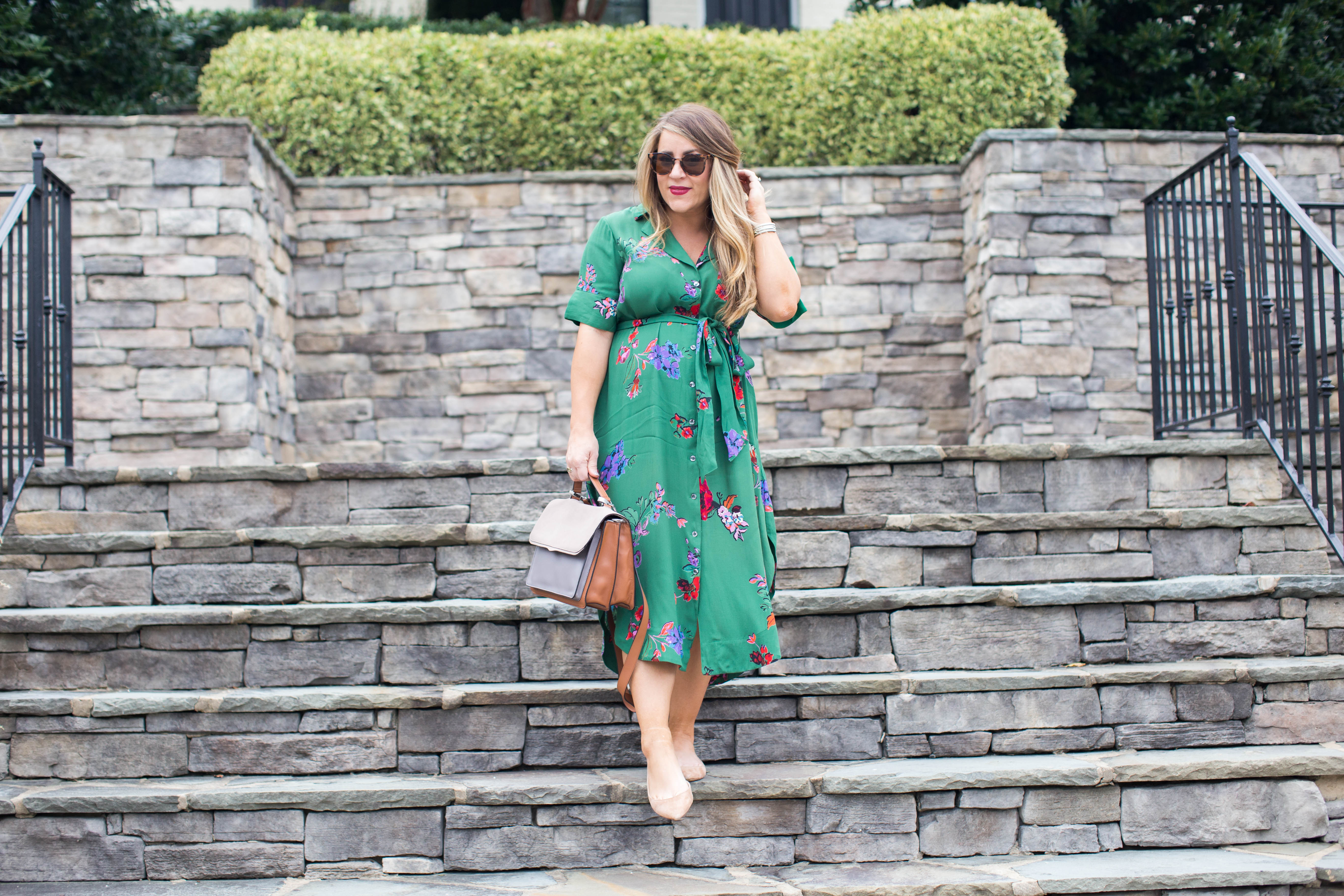 Fall Shirtdress - Fall Floral Shirt Dress by North Carolina fashion blogger Coffee Beans and Bobby Pins