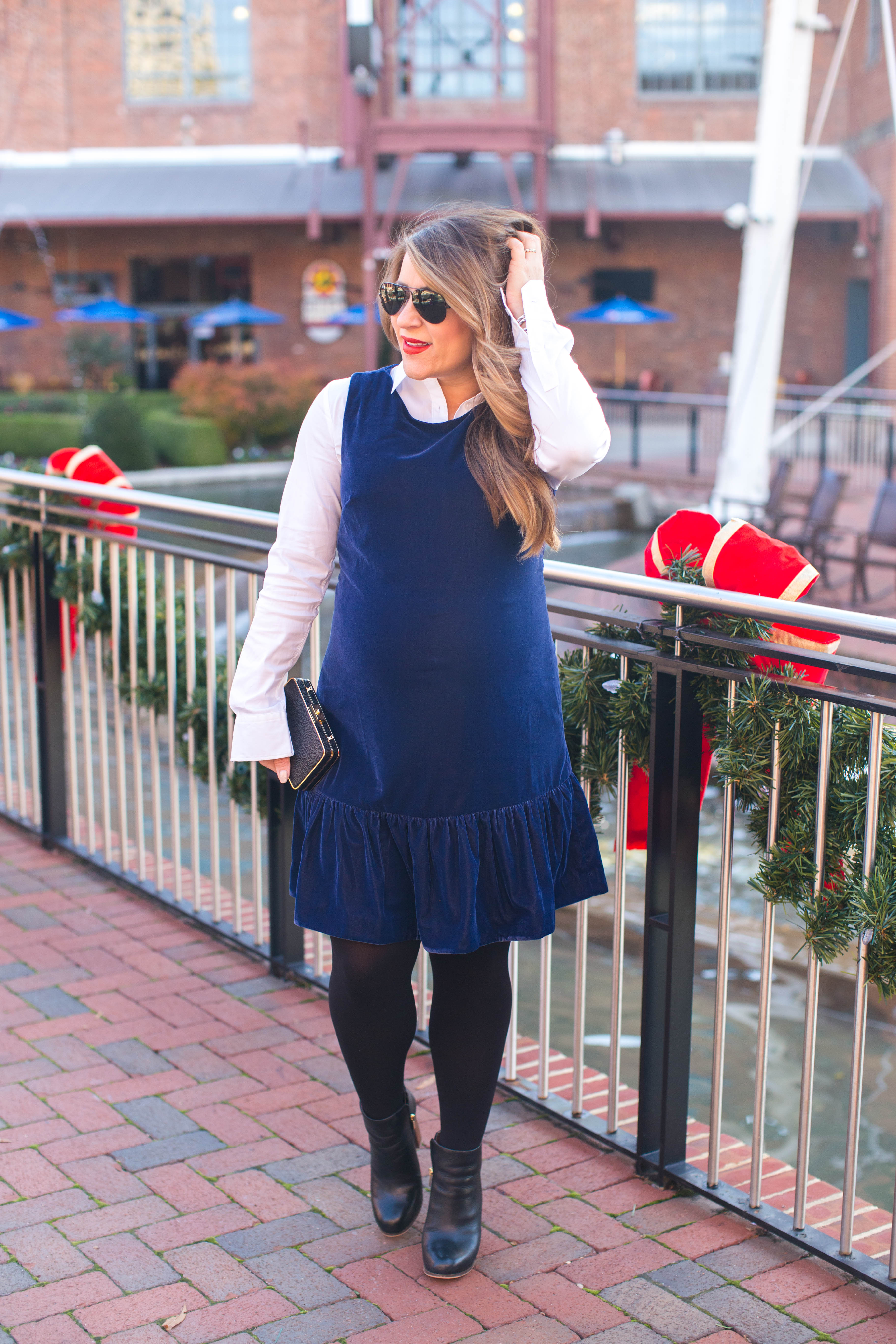 Velvet Party Dress Dressed Down by North Carolina fashion blogger Coffee Beans and Bobby Pins