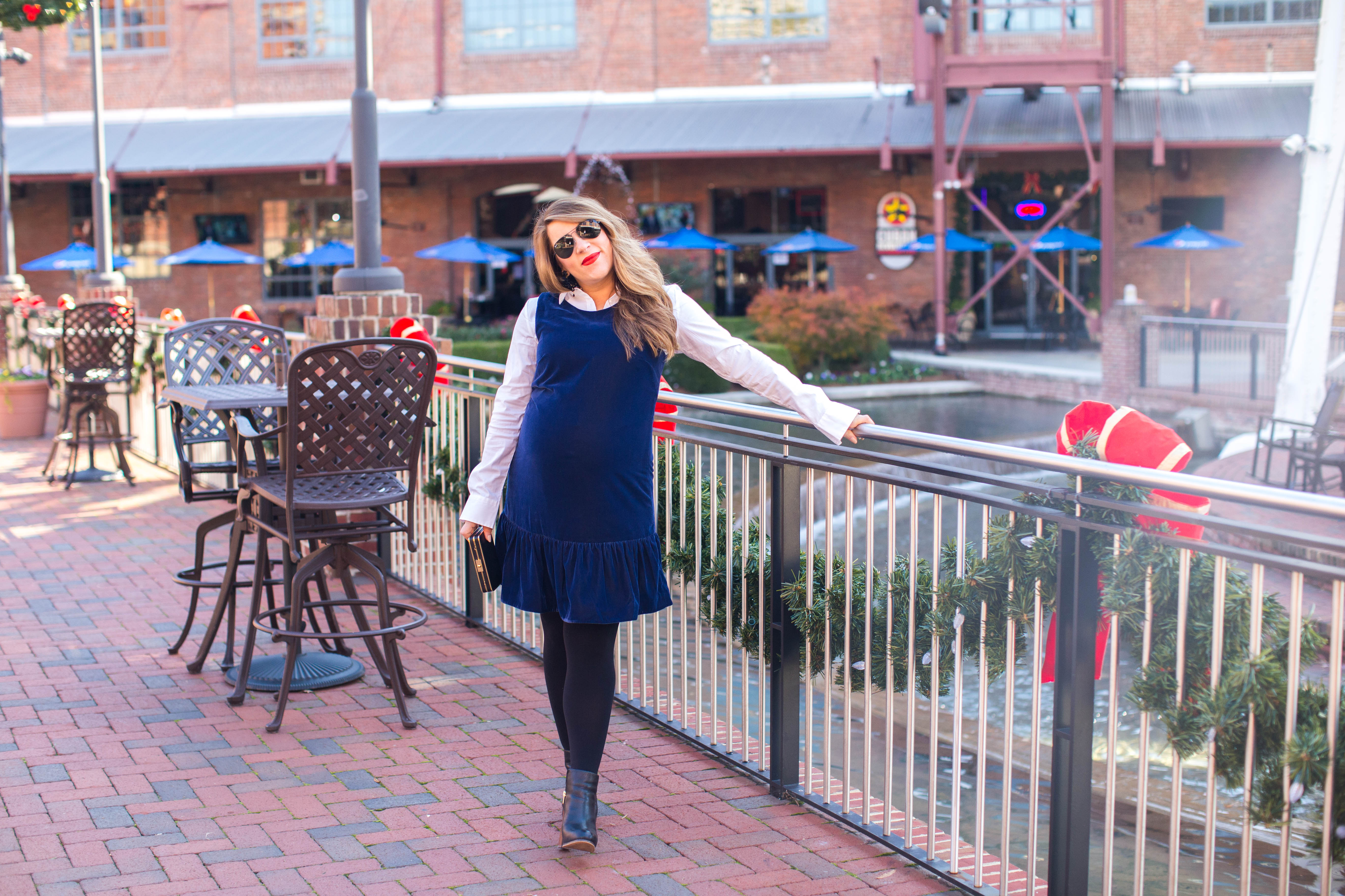 Velvet Party Dress Dressed Down by North Carolina fashion blogger Coffee Beans and Bobby Pins