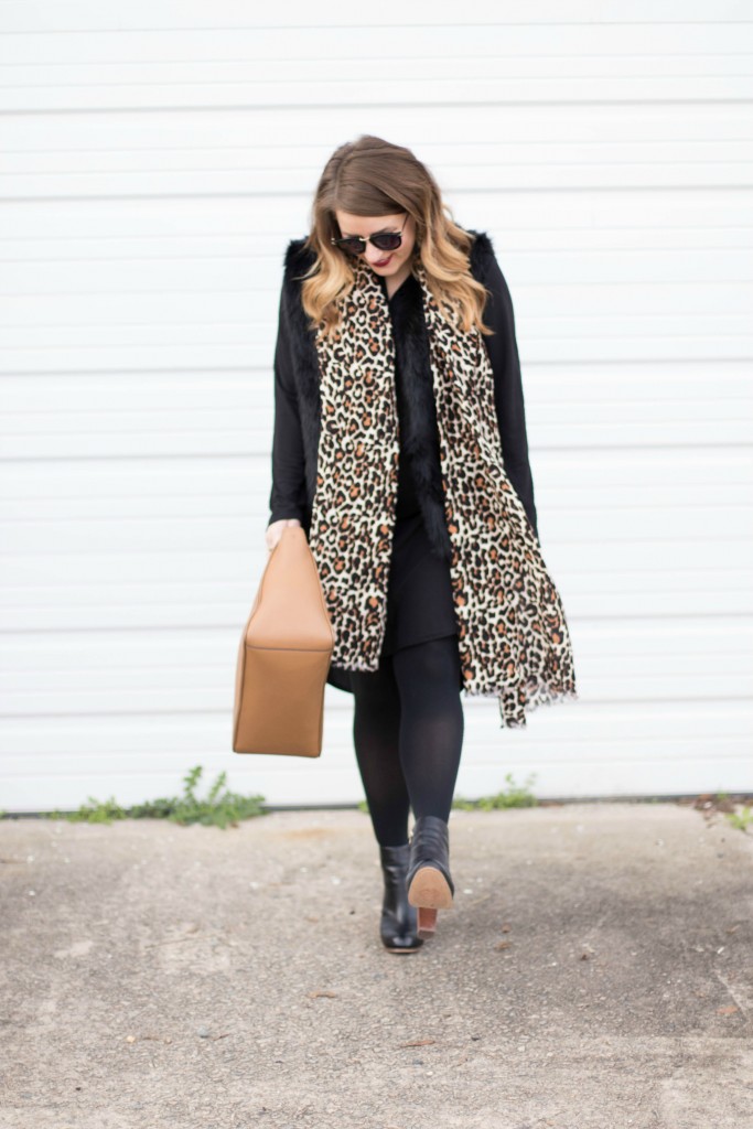 Black Fur Vest | Coffee Beans and Bobby Pins