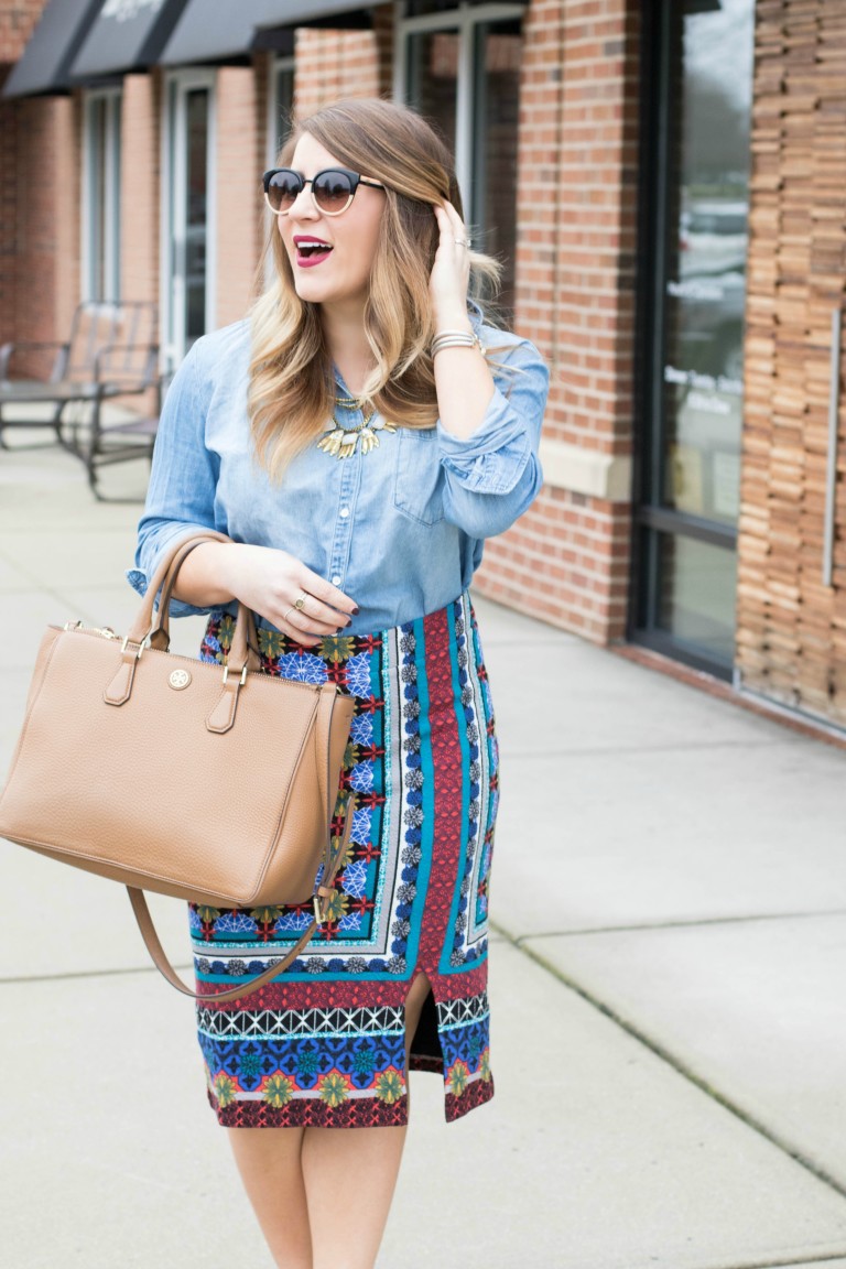 Pencil Skirt and Chambray | Coffee Beans and Bobby Pins