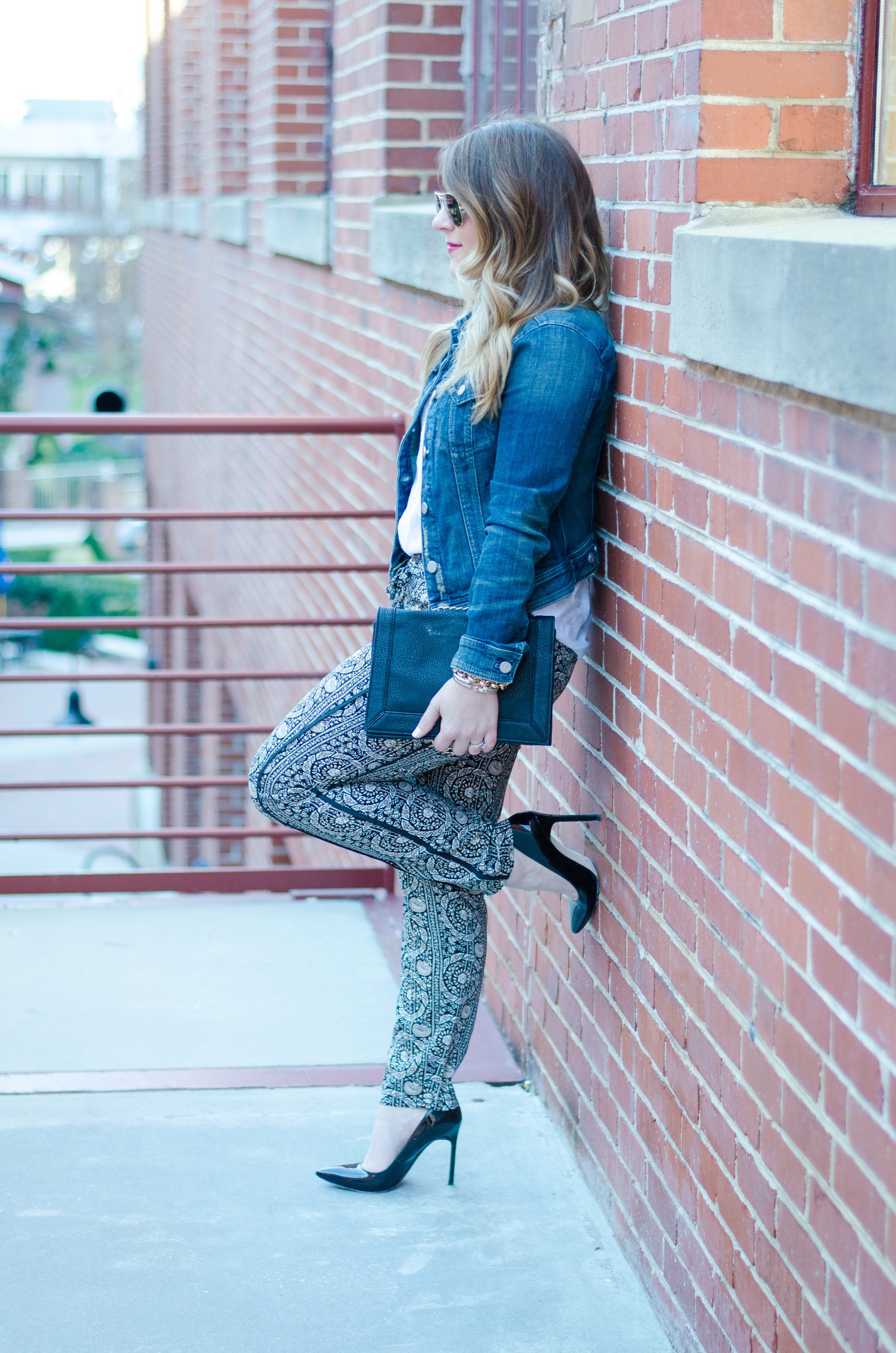 Printed Pants and a Jean Jacket