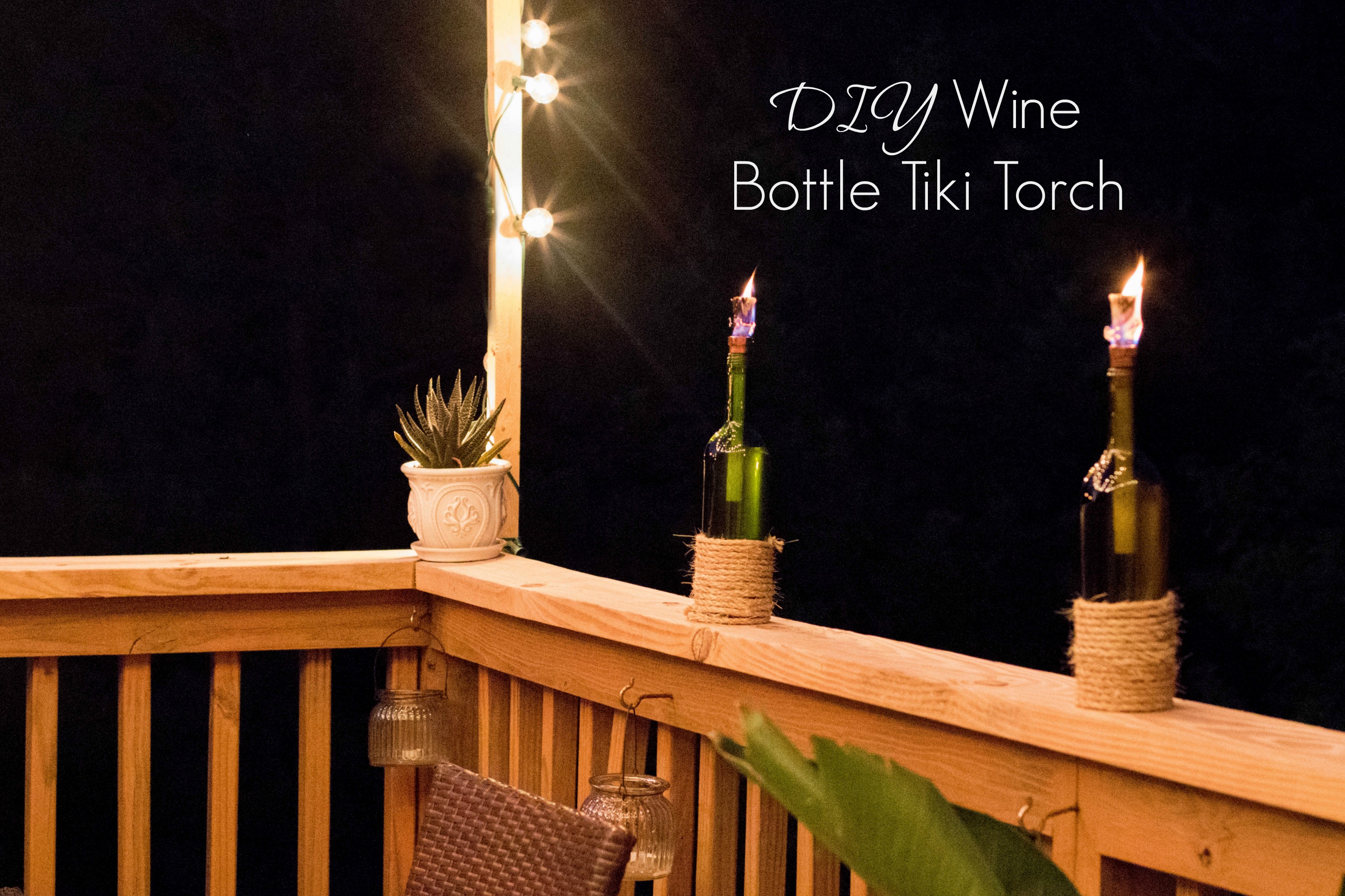 DIY Wine Bottle Tiki Torch by coffee blogger Amy of Coffee Beans and Bobby Pins