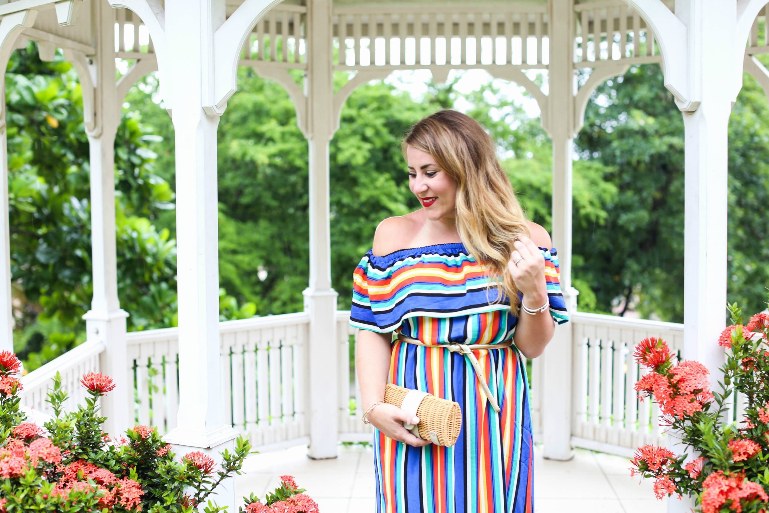 Striped Off Shoulder Dress