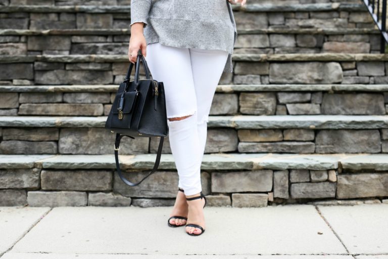 white distressed denim jeans