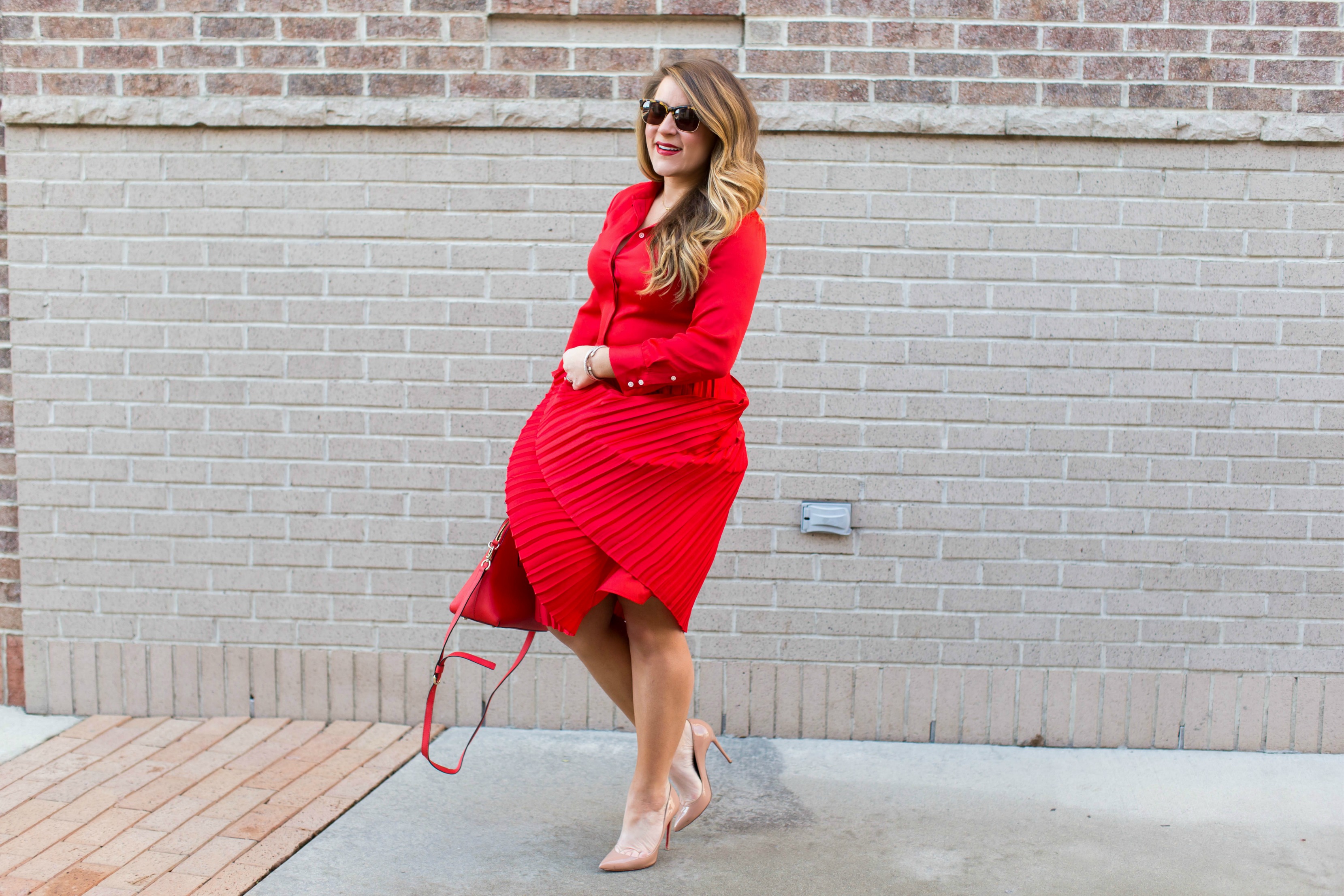 Versatile Red Dress for Errands or the Office | coffeebeansandbobbypins.com