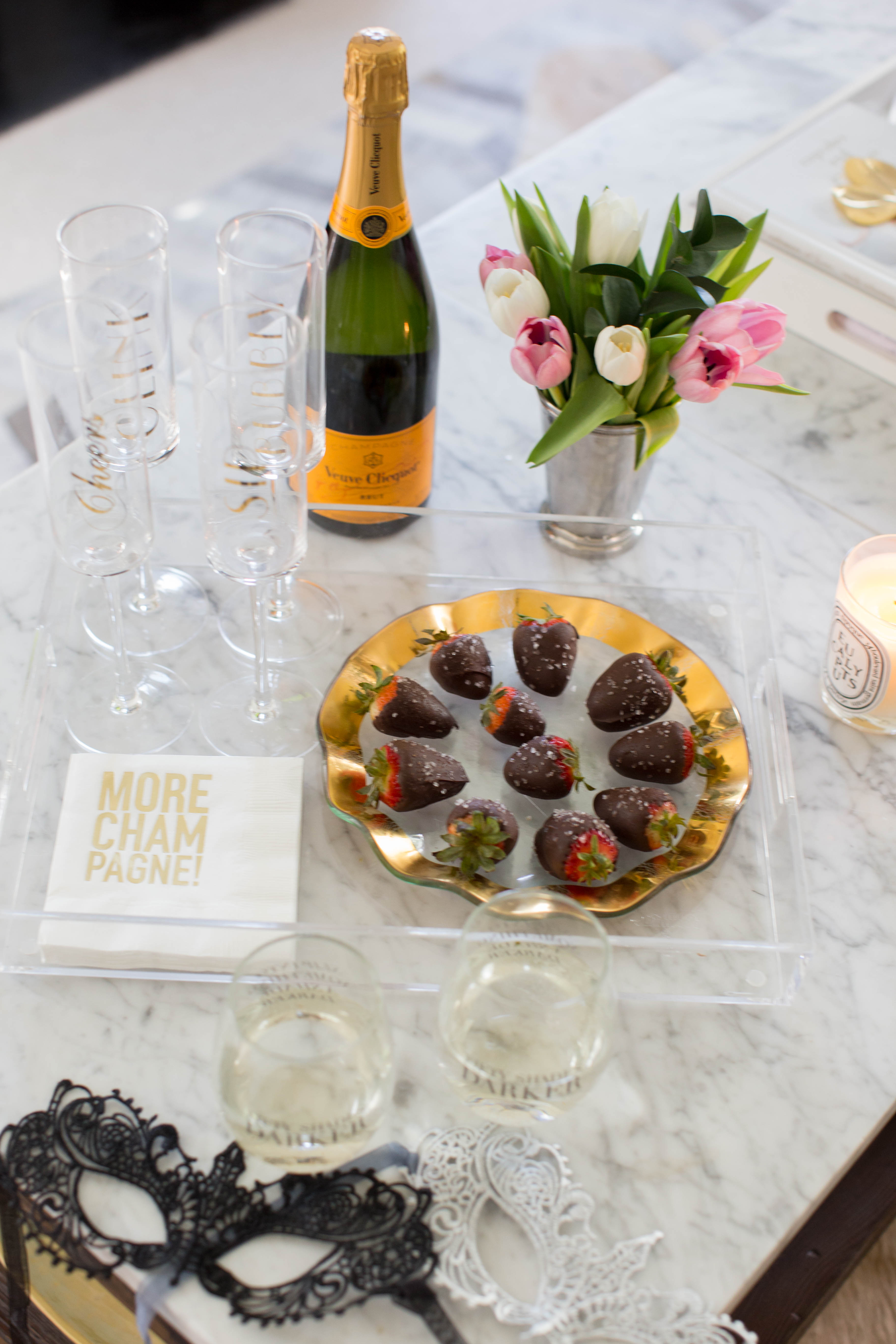 Decadent Salted Chocolate Champagne Strawberries by NC lifestyle blogger Amy of Coffee Beans and Bobby Pins