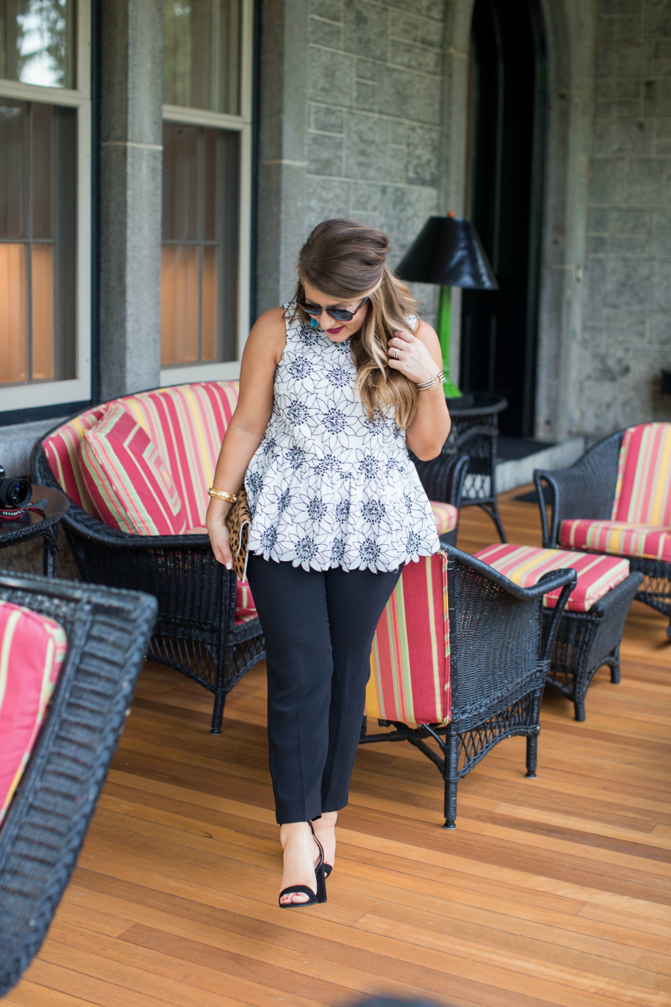 Black and White Floral Peplum Top by NC fashion blogger Coffee Beans and Bobby Pins