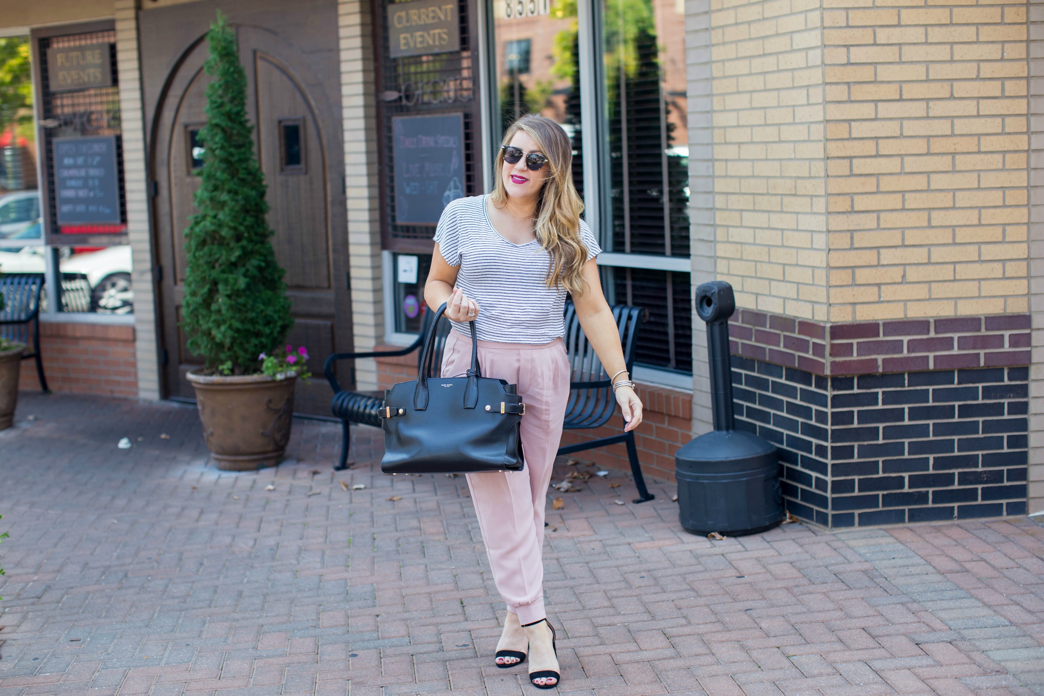 Blush Pink Joggers for Fall by NC fashion blogger Coffee Beans and Bobby Pins