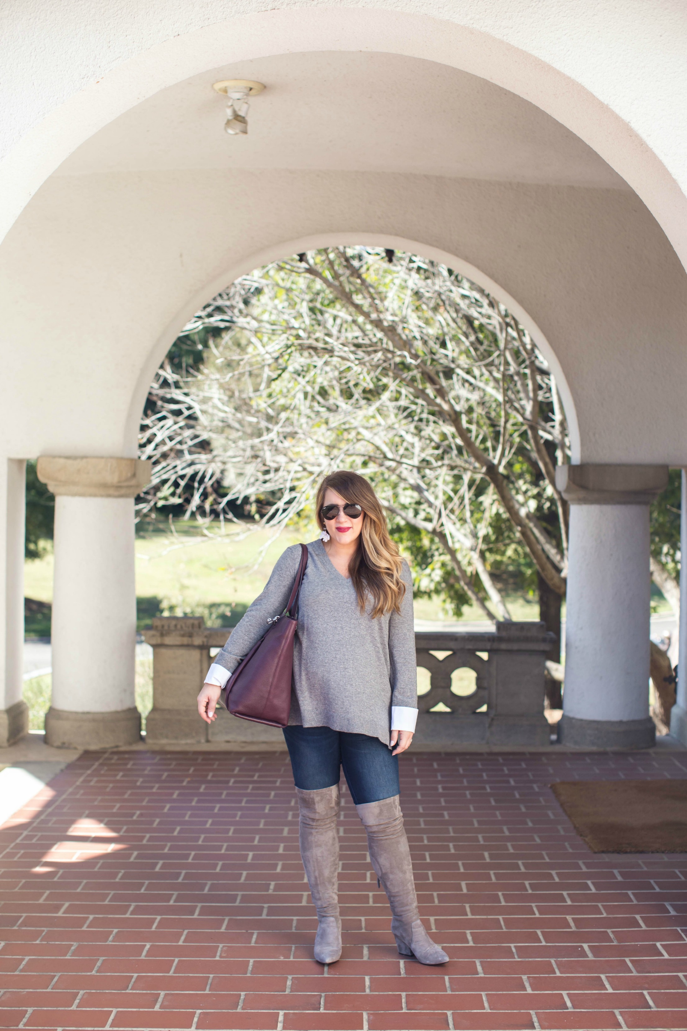 The Best Grey Over the Knee Boots by North Carolina fashion blogger Coffee Beans and Bobby Pins