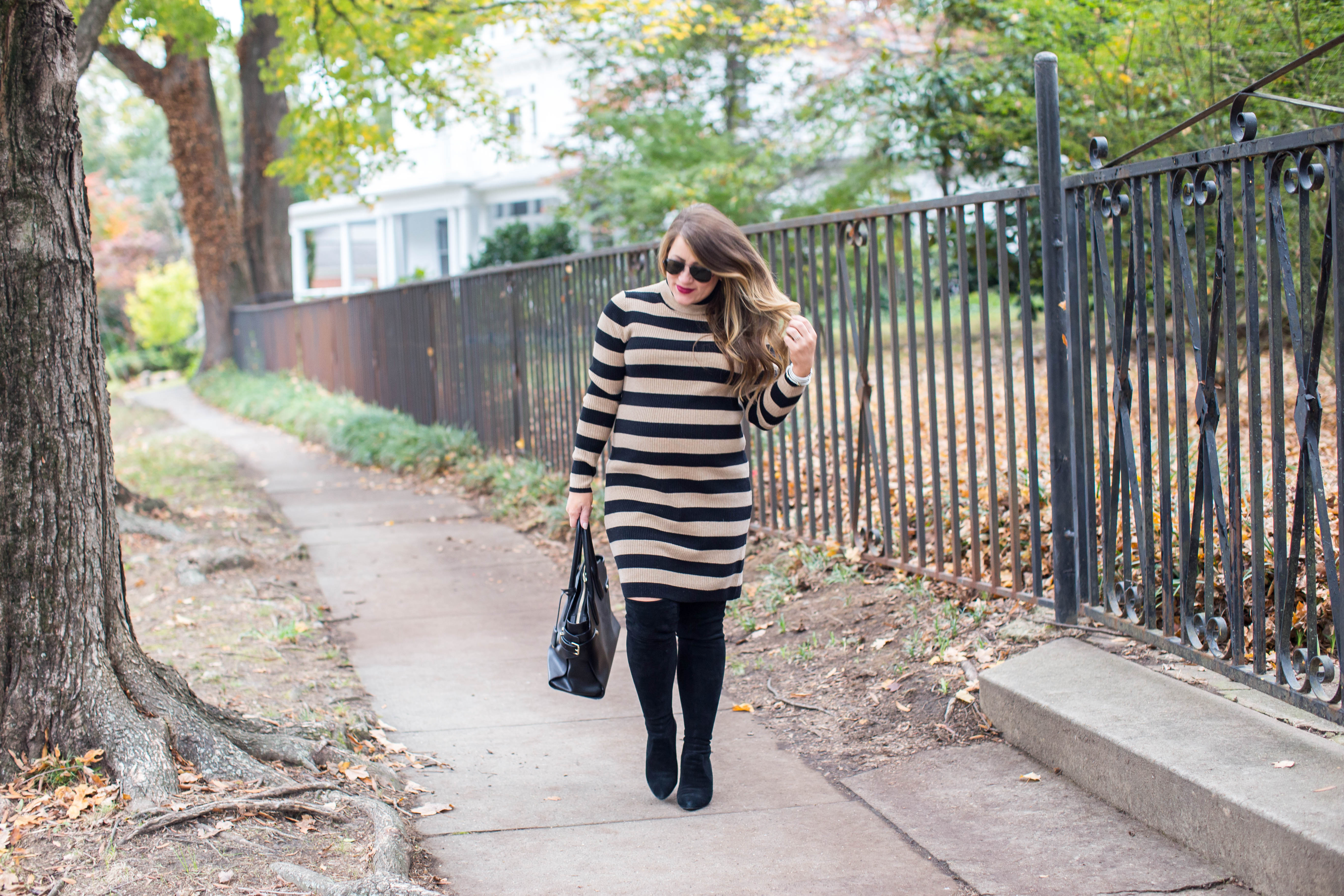 Perfect Striped Sweater Dress by North Carolina fashion blogger Coffee Beans and Bobby Pins