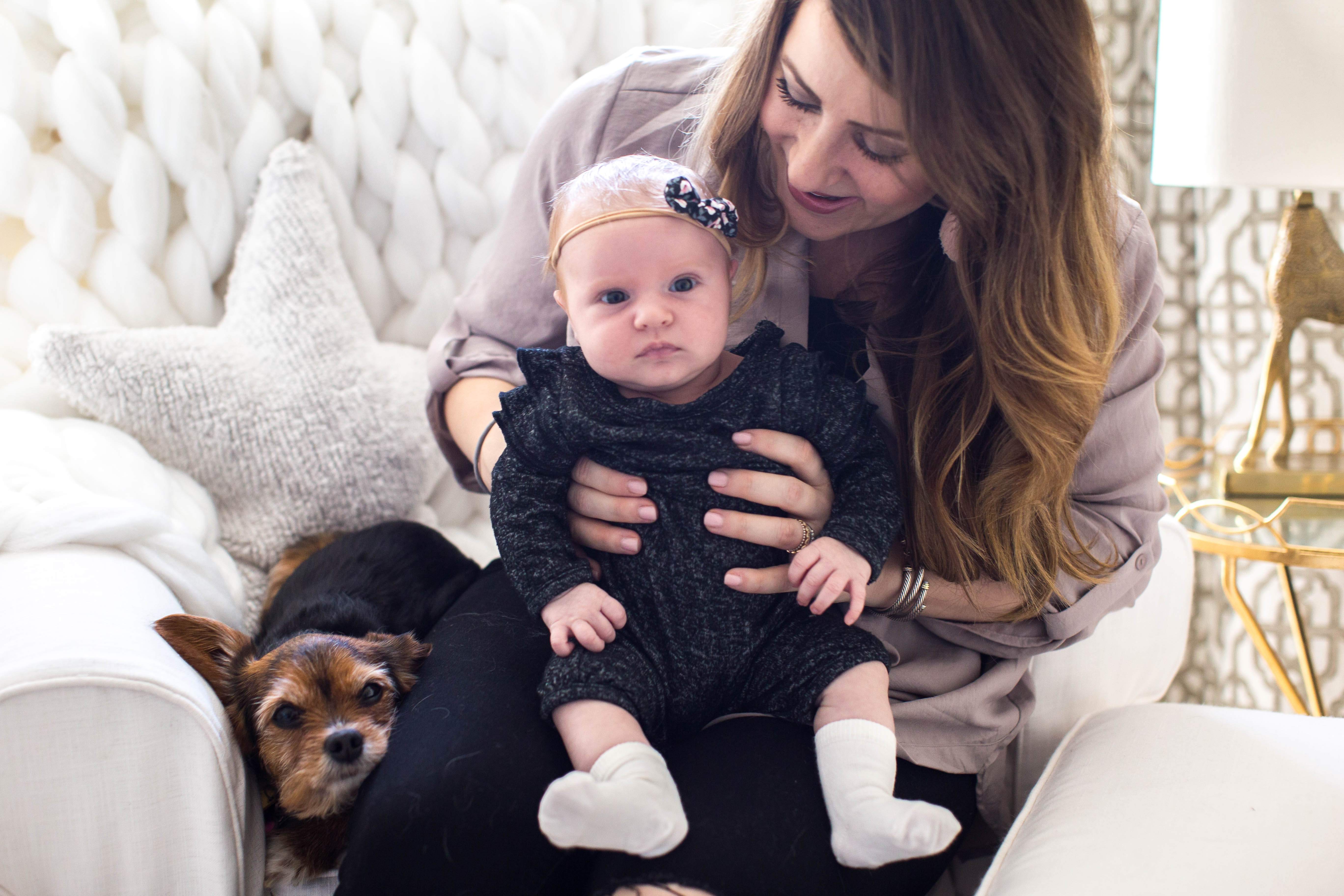 Tips for Introducing Baby to Pets by popular North Carolina lifestyle blogger Coffee Beans and Bobby Pins