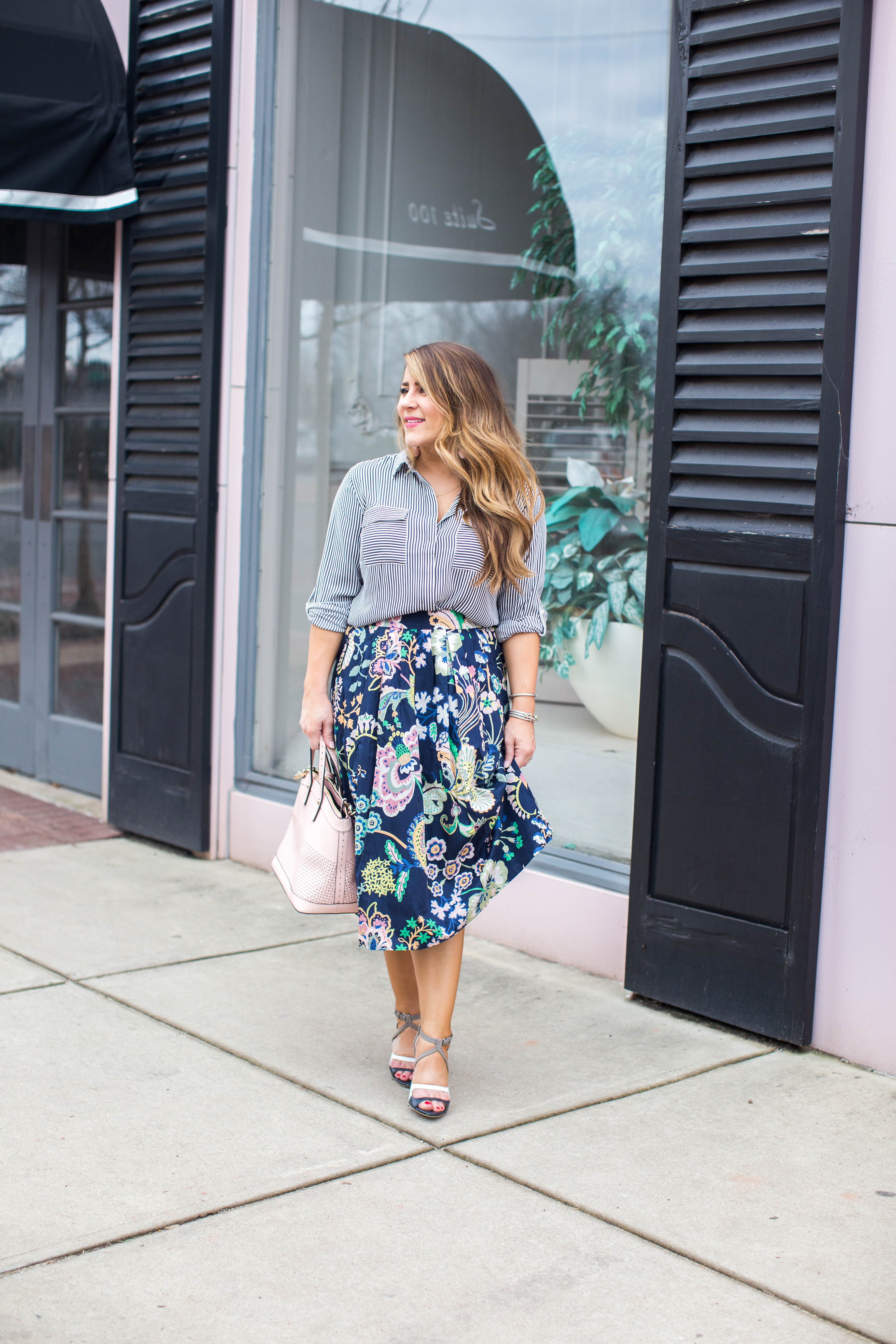 Spring Floral Skirt by popular North Carolina fashion blogger Coffee Beans and Bobby Pins
