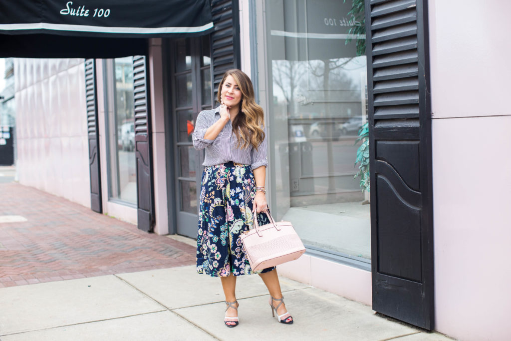 Spring Floral Skirt by popular North Carolina fashion blogger Coffee Beans and Bobby Pins