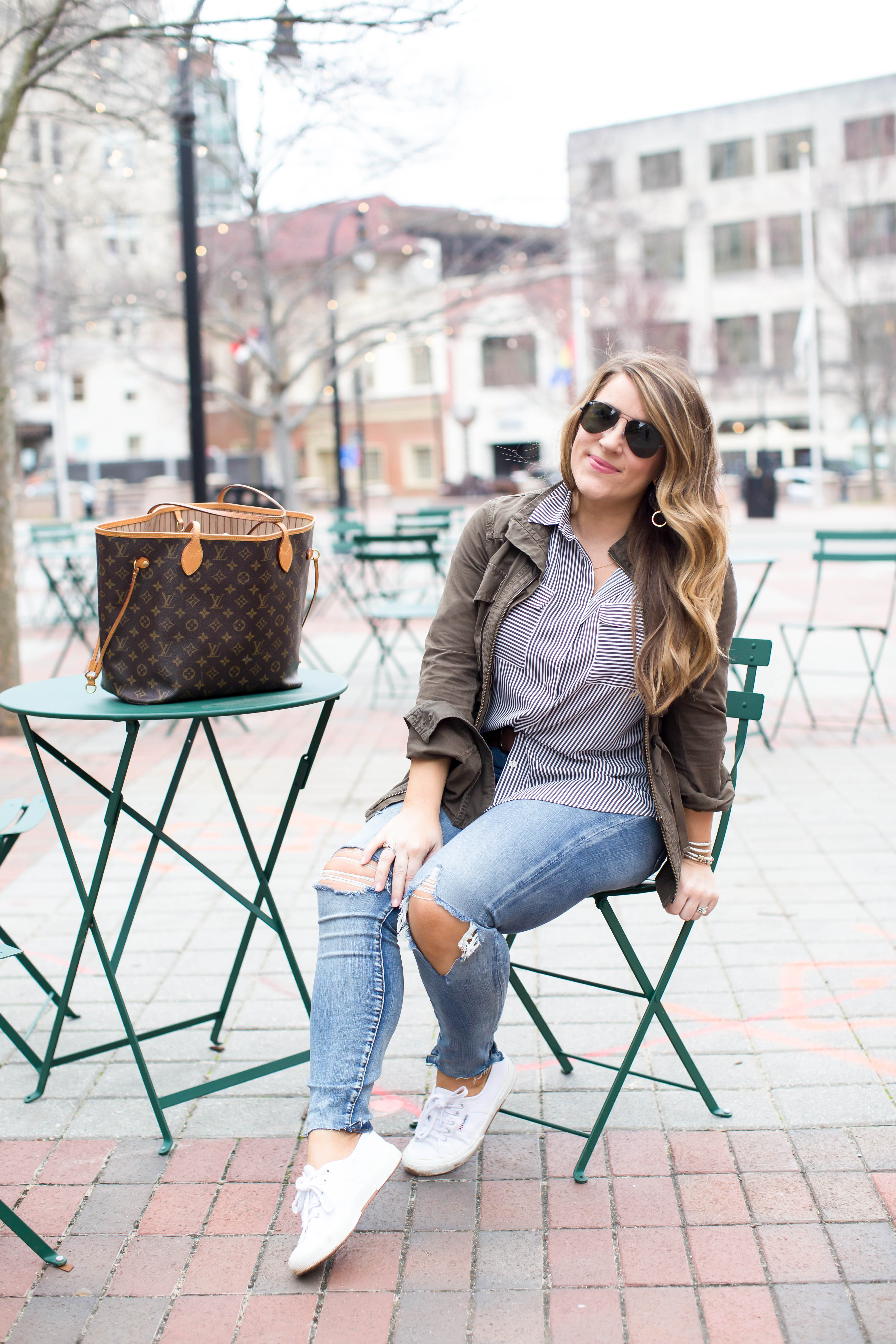 Olive Jacket by popular North Carolina fashion blogger Coffee Beans and Bobby Pins