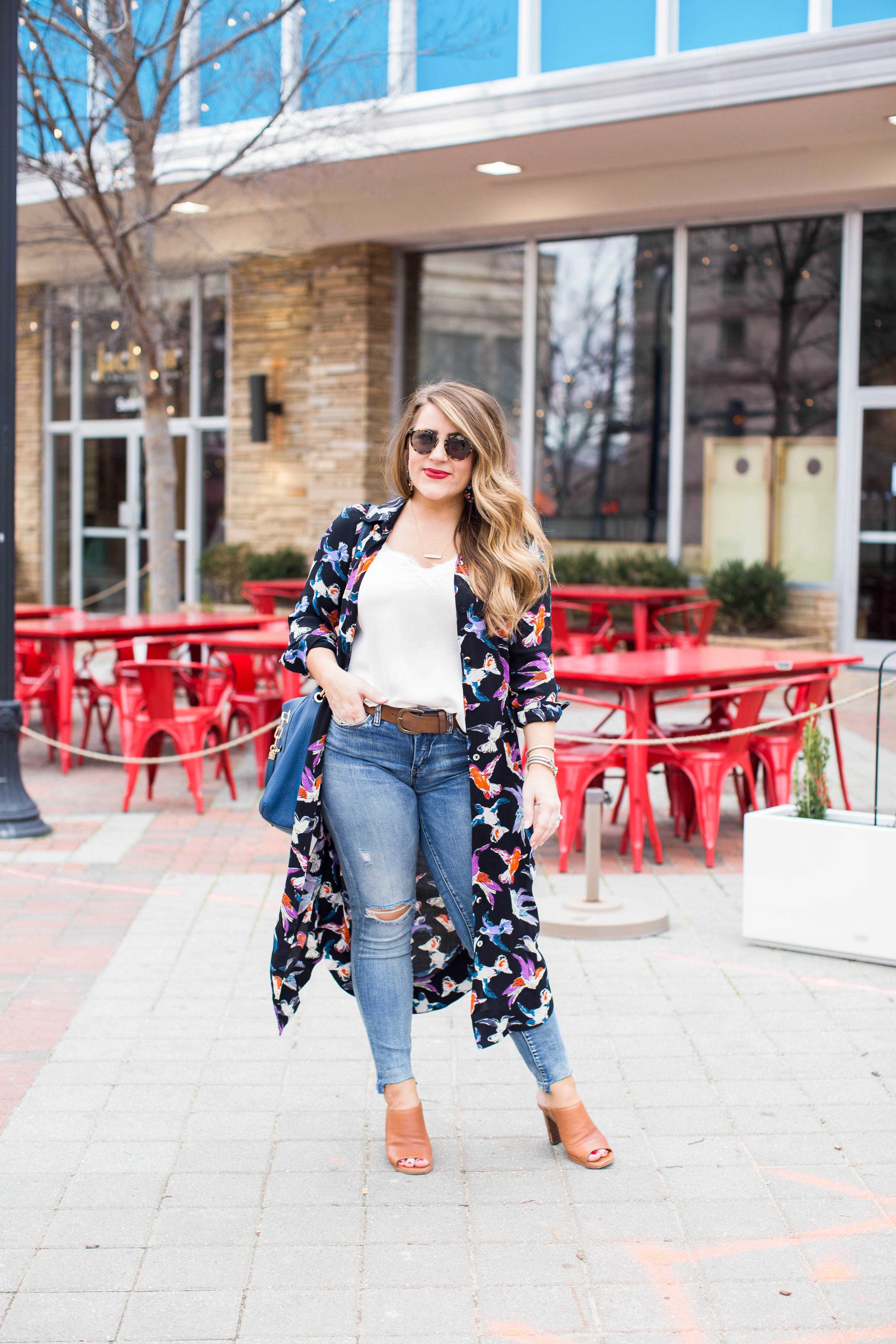 Bird print shop shirt dress