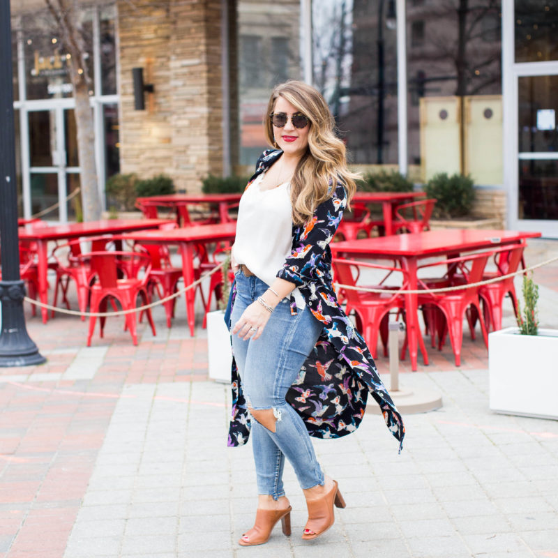 Bird Print Shirt Dress