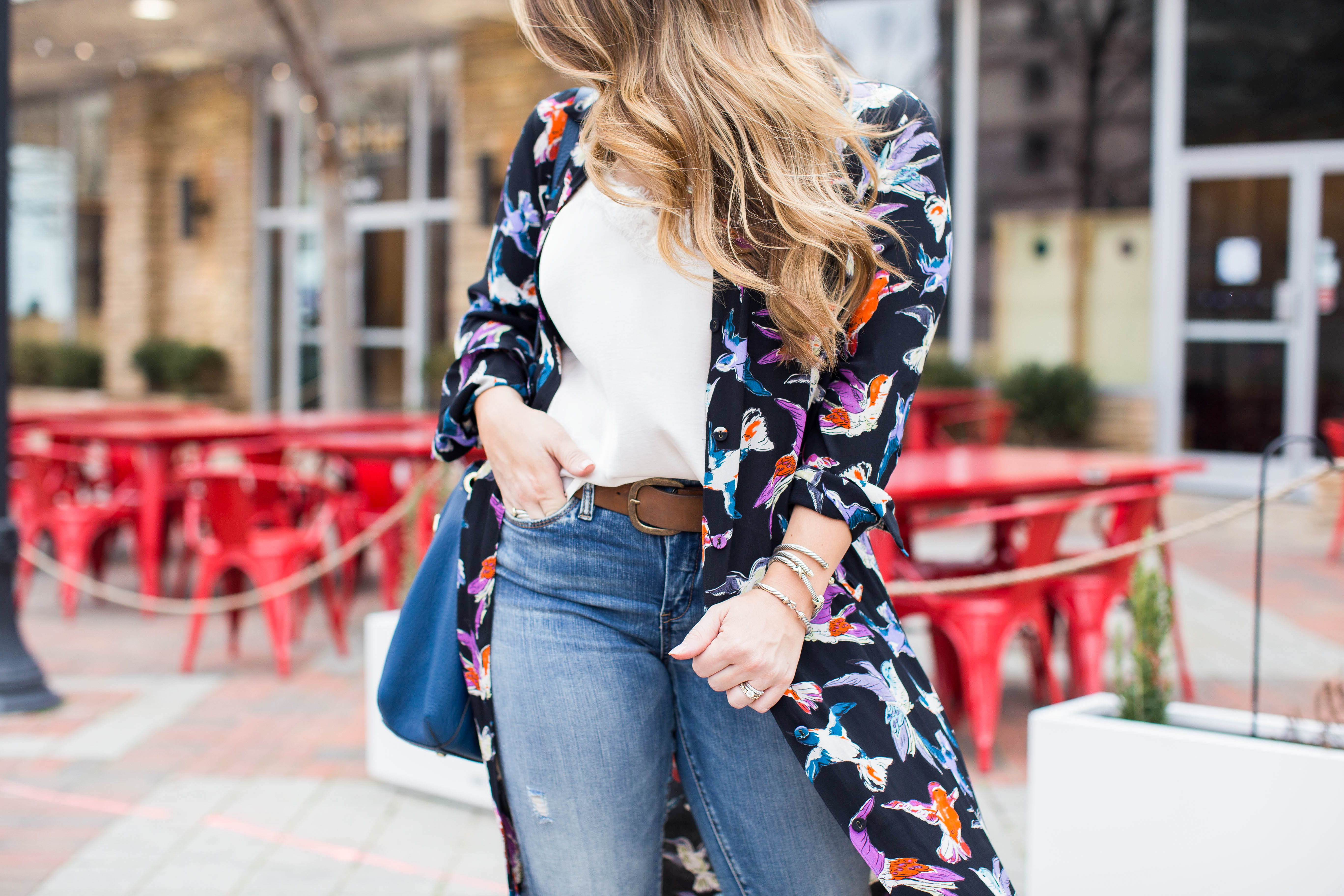 Bird Print Shirt dress by popular North Carolina fashion blogger Coffee Beans and Bobby Pins