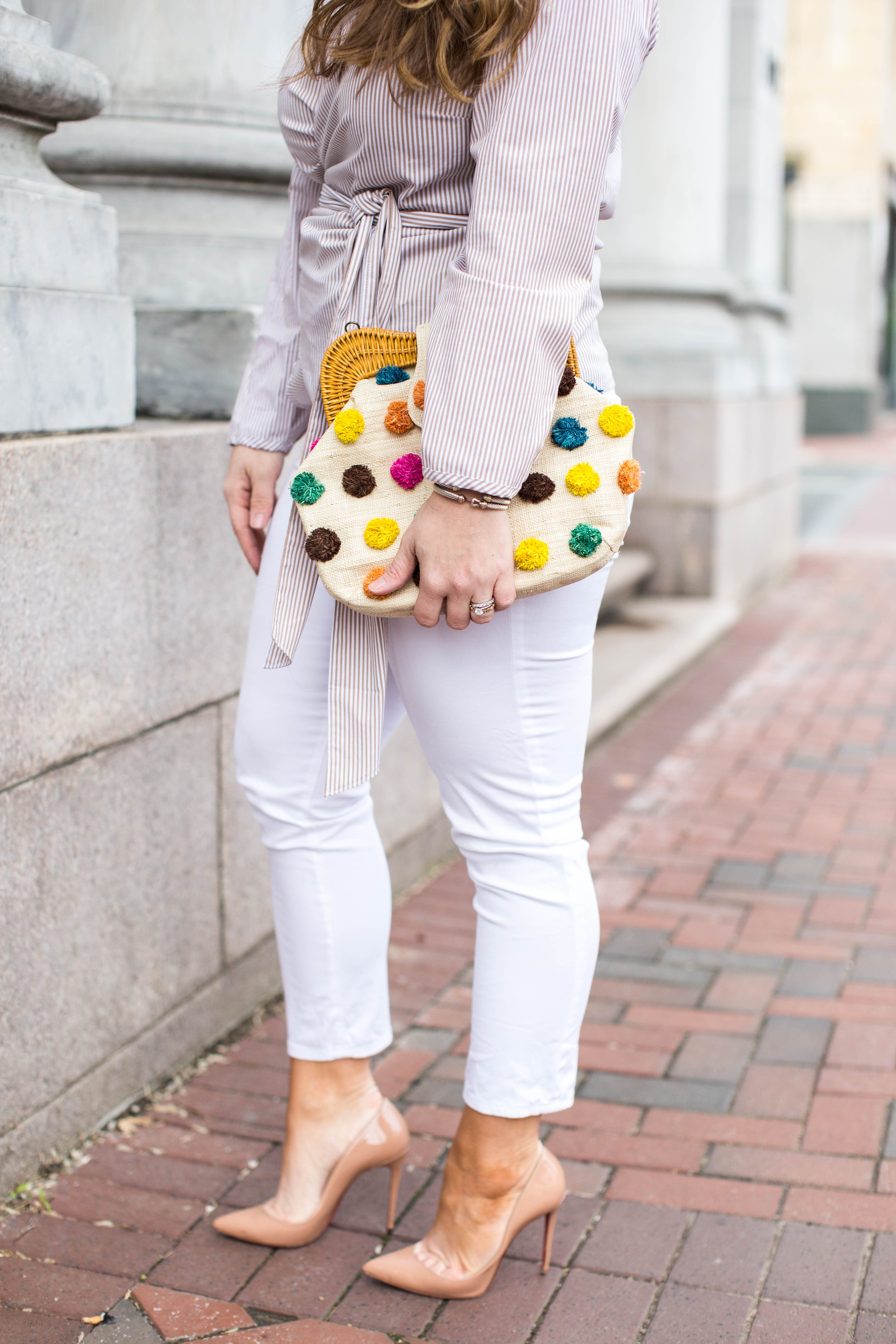 Basic Nude Heels styled by popular North Carolina fashion blogger, Coffee Beans and Bobby Pins