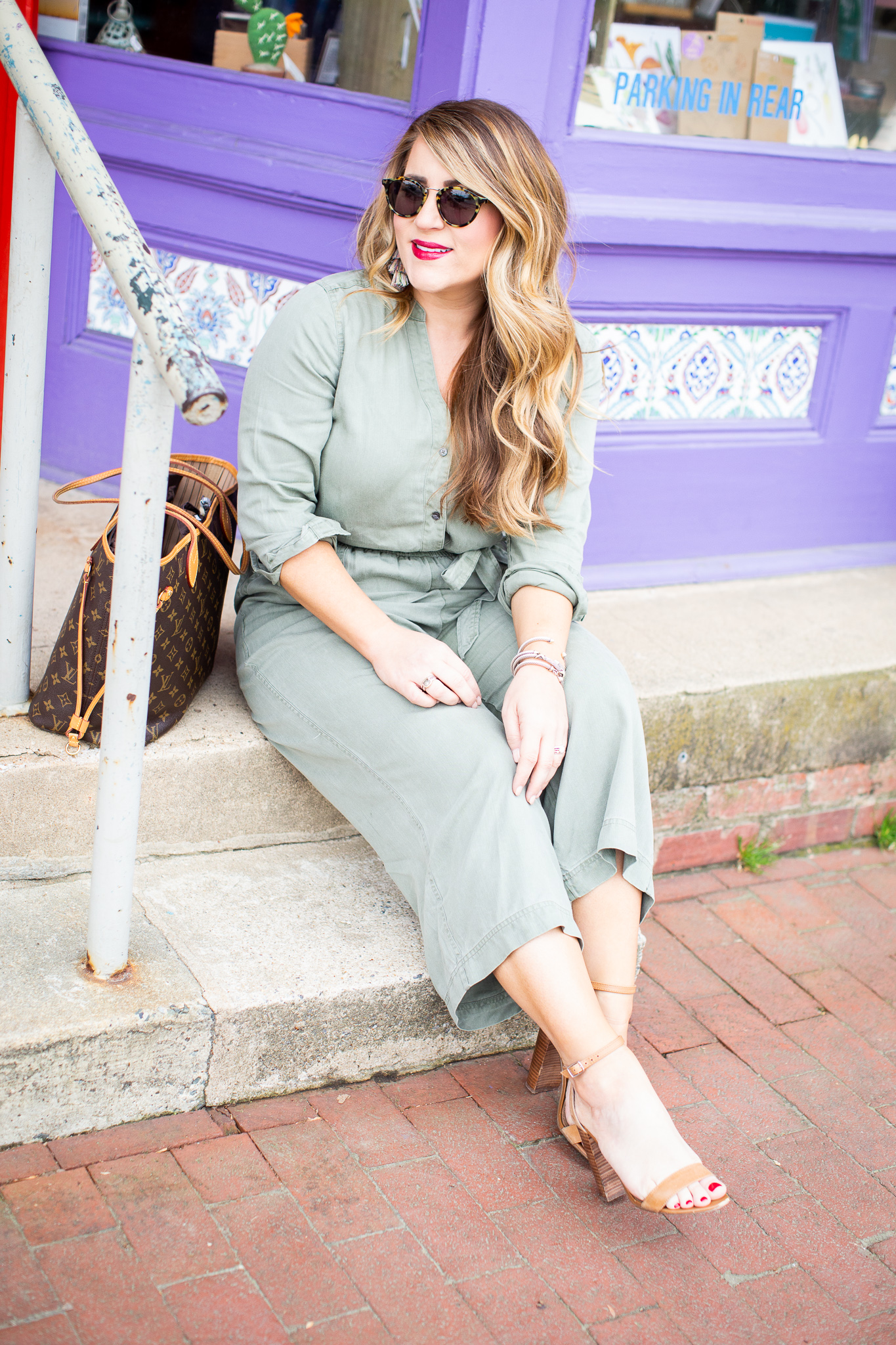 Utility Jumpsuit featured by popular North Carolina style blogger, Coffee Beans and Bobby Pins