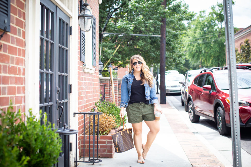 Drawstring Shorts featured by popular North Carolina fashion blogger, Coffee Beans and Bobby Pins