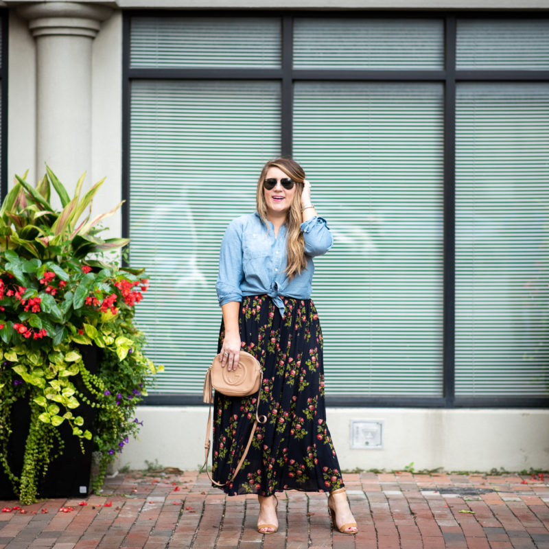 Floral Maxi Skirt Transition to Fall
