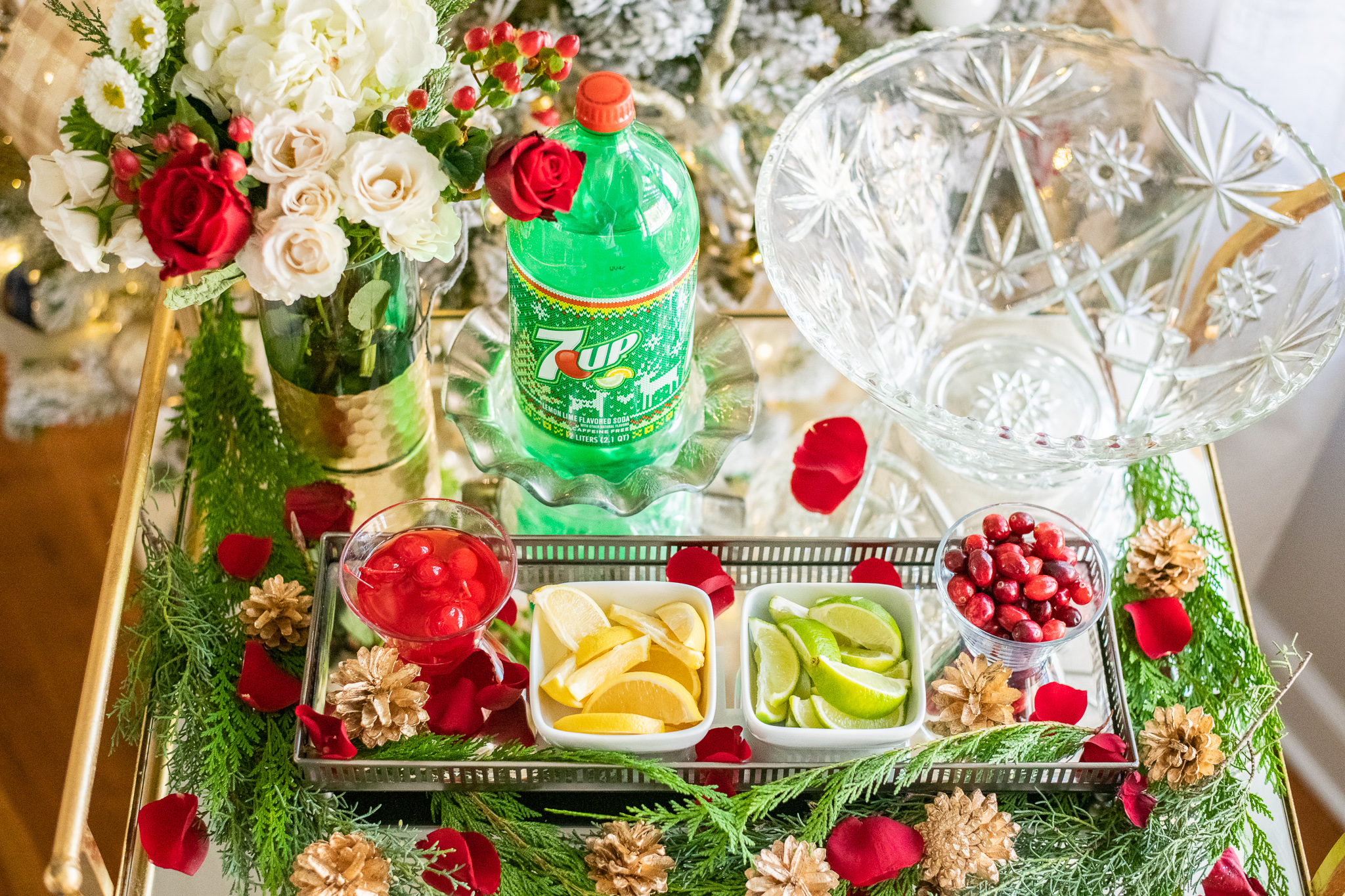 7UP | Christmas | Party | Easy and Delicious Non-Alcoholic Holiday Punch featured by top Ohio life and style blog Coffee Beans and Bobby Pins