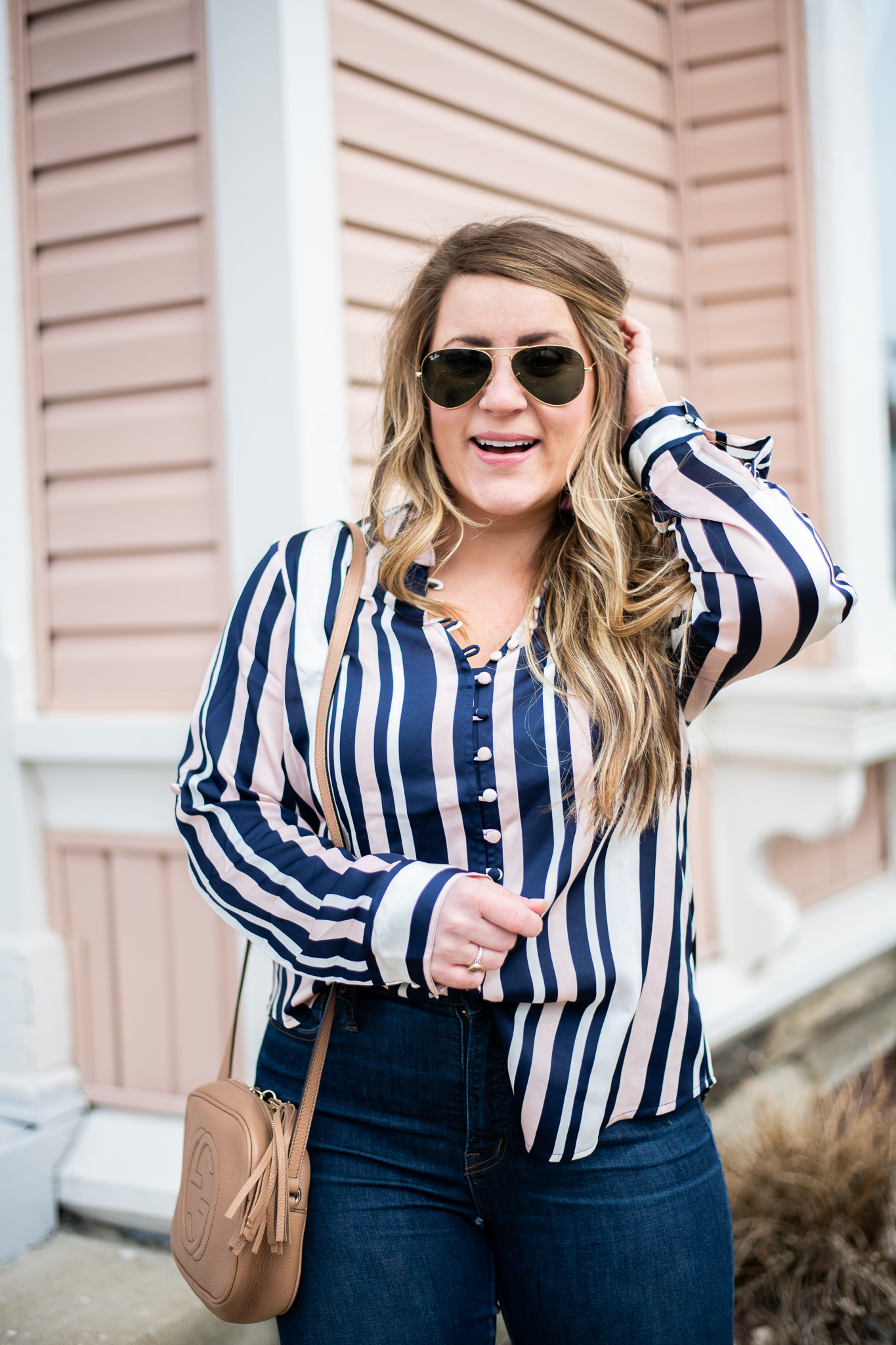 Striped Blush Blouse | Fashion | Coffee Beans and Bobby Pins