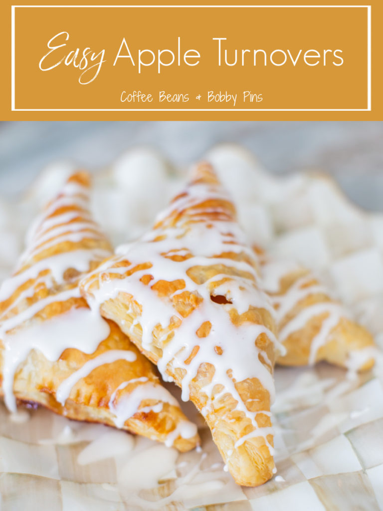 Easy Apple Turnovers by popular Ohio lifestyle blog, Coffee Beans and Bobby Pins: Pinterest image of apple turnovers. 
