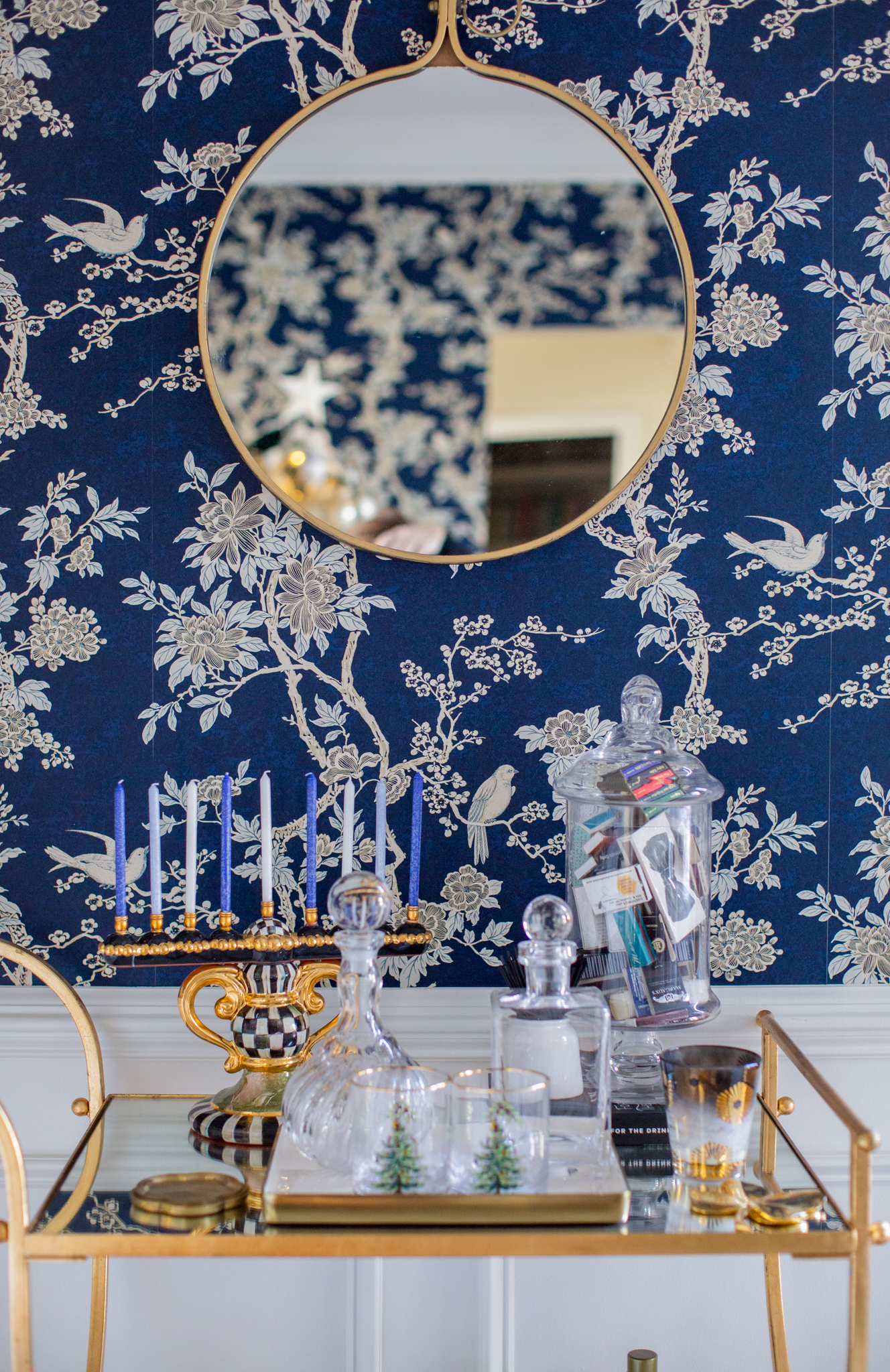 Christmas Home Tour by popular Ohio life and style blog, Coffee Beans and Bobby Pins: image of menorah. 